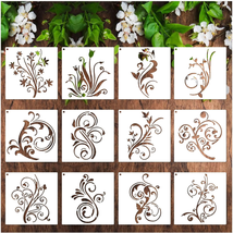 Floral Stencils for Painting on Wood Furniture Wall Reusable Canvas Flower Flour - £11.84 GBP