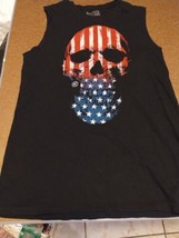 Converse ALL STAR Black T Shirt XS American Flag Skull Graphic Tee Sleev... - $15.74
