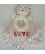 RARE Carters Ring Lovey Security Pink Blanket White Lamb Rattle Flowers ... - $17.94 CAD
