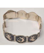 Vintage Sterling Silver Thailand Signed Siam Enamel Hinged Panel Bracelet - $71.76 CAD