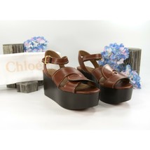 Chloe Sepia Brown Leather Twisted Flatform Sandal Heels 40 NIB - £288.91 GBP