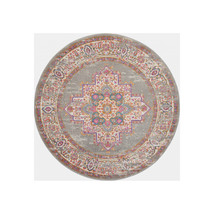 HomeRoots 8 ft. Round Gray &amp; Gold Medallion Area Rug - $4,991.40 MXN
