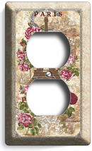 Paris Eiffel Tower Roses Vitage Retro Rustic Post Card Outlet Wall Plates Decor - £8.75 GBP