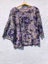 Purple Tan Abstract Print Top Chico&#39;s Size 1 Medium - £19.66 GBP