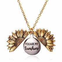 Sunflower Necklaces For Women Stainless Steel Open Locket You are My Sunshine Su - £20.04 GBP