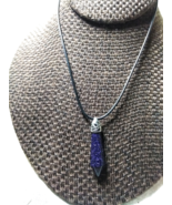 Blue Sandstone Necklace Point Pendulum Natural Stone Woemn Men Teens Val... - £7.21 GBP