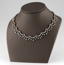 Sterling Silver Cubic Zirconia Bib Necklace with Solitaire Drop Accents 16&quot; - $703.85