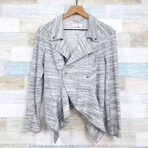 Jessica Simpson Asymmetric Cascade Knit Moto Blazer Jacket Gray Womens M... - $29.69