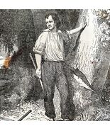 American Backwoodsman 1845 Woodcut Print Victorian Revolution DWY9C - €34,31 EUR