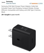Samsung 25W PD Power Adapter, Black - 25 W - 3 A Output - Black - $252.47 MXN