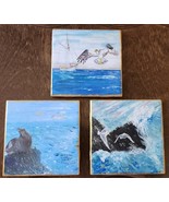 Oregon Coast Sea Lions Segulls Hand Painted By Ormond 2005 4.25x4.25 Tri... - $69.07 CAD