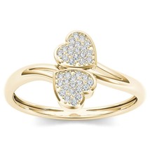 14K Yellow Gold Plated 0.25 Ct Round Cut Moissanite Two Heart Wrap Bypass Ring - £50.17 GBP