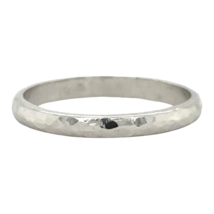 2.2mm Wedding Band Hammered Finish 14k White Gold Ring 1.7g Size 6 - $269.50