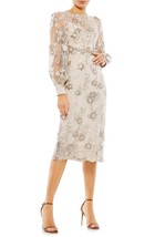 Mac Duggal 70237 Illusion Hig Neck Long Sleeve Midi Dress SZ 12 ($338) Mocha - $189.25