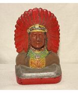 Vintage Cast Iron Native American Chief In Head Dress 6.5” *Fast Shipping* - $89.09