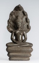 Antigüedad Bayon Estilo Khmer Piedra Sentado Naga Meditación Buda - 49cm/50.8cm - $2,695.19