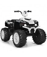 12V Kids Ride on ATV with LED Lights and Treaded Tires and LED lights-Wh... - £234.74 GBP