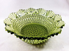 Imperial Glass 742 VERDE Green Hobnail and Fan 8.5&quot; Bowl Elegant Very Fine - £20.20 GBP