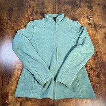 REI Jacket Womens Medium Green Fleece Full Zip Pockets Outdoors Solid - $19.79