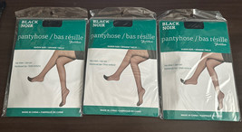 Greenbrier Pantyhose Black Queen Size Day Sheer Reinforced Toe Lot Three - £14.33 GBP