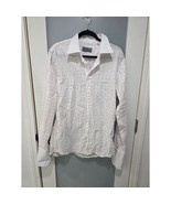 Max Cavalera White Dress Shirt XL Red Dot Slim Fit French Cuff 100% Cotton - $24.00