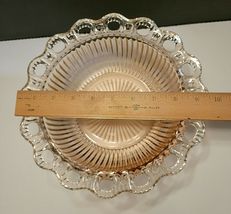 PINK DEPRESSION GLASS  OPEN LACE RIBBED 9.5" BOWL image 3