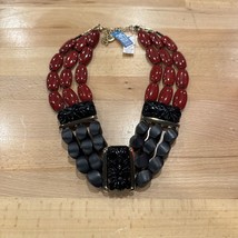 Chico&#39;s 35TH Anniversary Bib Necklace Brand New With Tag Lovely Statement Red - £26.53 GBP