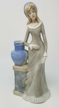 Brinnco Figurine Porcelain Blue Scarf Woman in Gown Drawing Well Water Vintage - £18.94 GBP