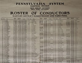 1920 antique BROADSIDE prr ROSTER of CONDUCTORS poster genealogy orig ra... - £54.56 GBP