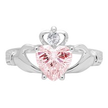 2CT Coeur Lab-Created Saphir Claddagh Promesse Fiançailles Bague 14K Plaqué Or - £202.17 GBP