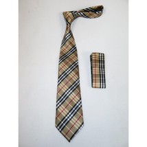 Men's Vito Rofolo From Italy Tie Hankie Gift Boxed 100% Silk VR-26 Gold Plaid image 2