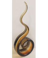 MURANO STYLE Brown Swirl Ribbon ABSTRACT Modern VINTAGE Art Glass 12&quot; SC... - £42.41 GBP