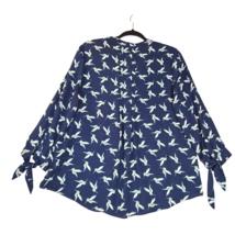 Hawthorn Womens Large Hummingbird Blouse Popover Novelty Birds Semi Shee... - $14.68