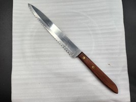 Town &amp; Country Serrated Knife 8” Straight Edge Stainless Wood Handle Vin... - £10.62 GBP