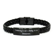 Crocheting is not a Hobby. It&#39;s an Adventure. Braided Leather Bracelet, Crocheti - £17.19 GBP