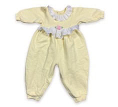 Vintage Buster Brown floral Lace BUBBLE ROMPER Girls Yellow Outfit 24 Mo... - $31.63