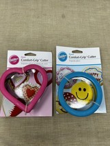 Wilton Comfort Grip Cookie Cutter Large 4” Heart &amp; Round Patterns - £14.86 GBP