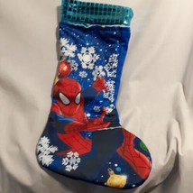 Marvel Spiderman Christmas Stocking Blue Sequins Cuff Snowflakes 17.5&quot; (... - £7.05 GBP