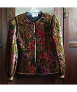 Vintage David Molho PARIS Velvet Floral Jewel Tone Jacket Quilt Button B... - $151.53