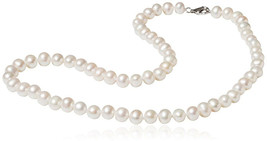 SilverLuxe Sterling Silver Genuine Freshwater Pearl Necklace 6-7mm 18&#39; - £103.24 GBP