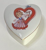 Lefton China Heart Valentine Feb 14 Hand Painted Trinket Ring Box Blue B... - $22.95