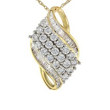 5.31 CT Baguette Véritable Moissanite Serti Bypass Pendentif 14k or Jaune Plaqué - £91.89 GBP