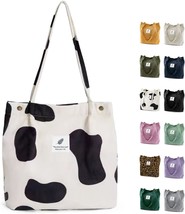  Corduroy Tote Bag Cow Print with Inner Pocket - $29.15