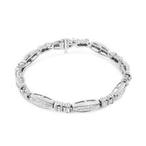 Elegant 14k White Gold Channel-set Alternating Baguette Diamond Link Bracelet - $4,728.00