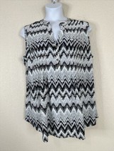 NWT Cocomo Womens Plus Size 3X Gray Zig-Zag V-neck Stretch Blouse Sleeve... - £22.60 GBP