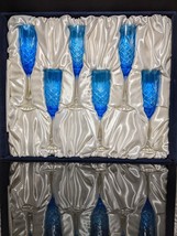 Faberge  Odessa Sky Blue  Colored Crystal Champagne Flutes  NIB image 3