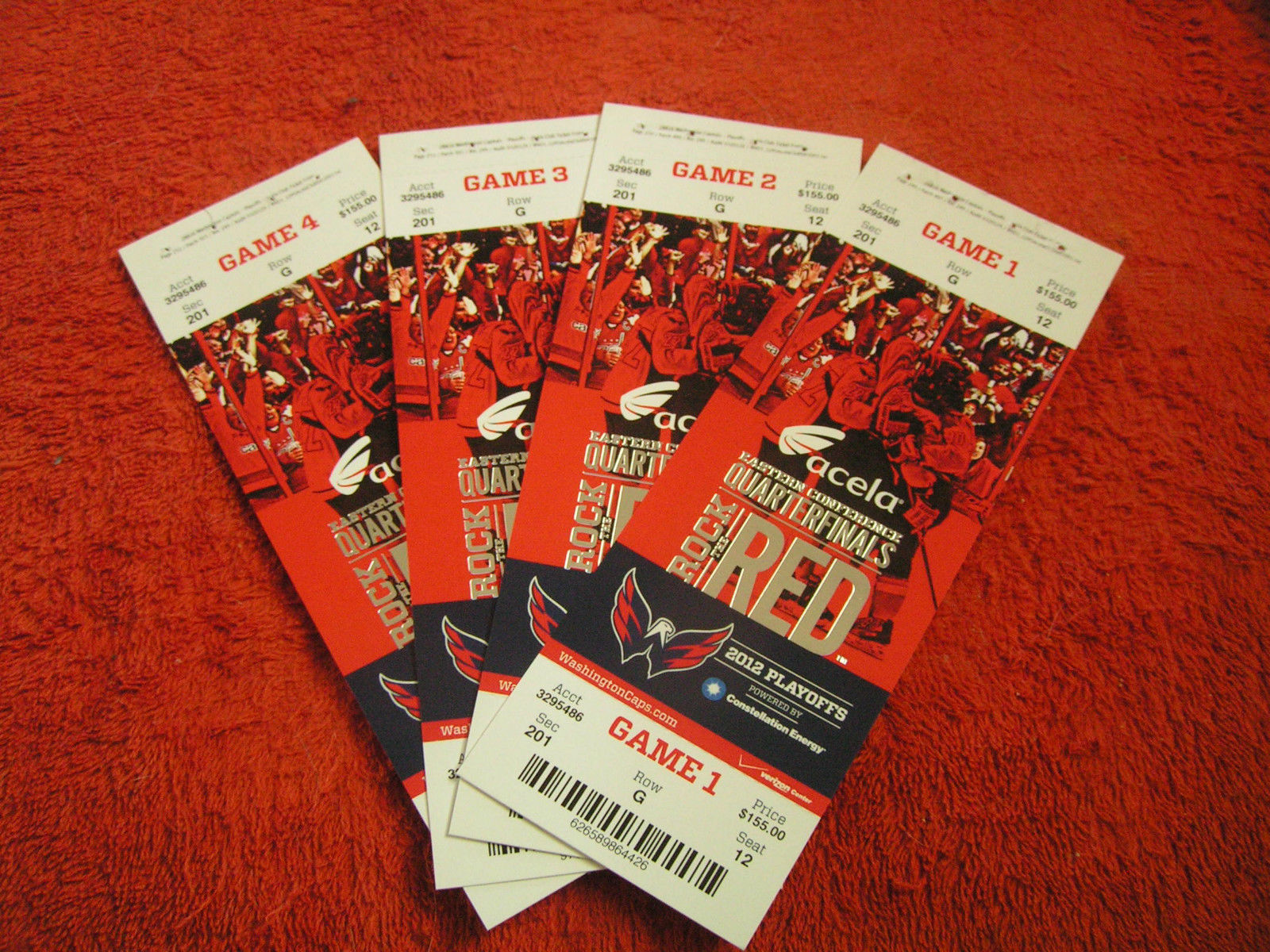 NHL 2012 Washington Capitals Stanley Cup Playoff Unused Full Ticket Stubs - £1.93 GBP