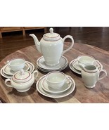 17 Pc Vintage Bareuther Bavaria Germany Tea Set Retro Red White Yellow - $95.73 CAD