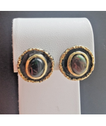 VINTAGE 925 OXIDIZED STERLING SILVER MURANO GLASS VERMEIL EARRINGS - €33,37 EUR