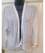 Cremieux Womans Small White Open Knit Cardigan Shawl Wrap Sweater - $12.99